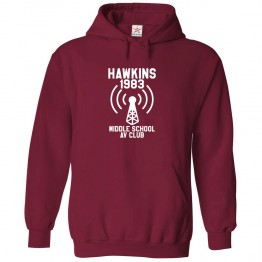 Hawkins 1983 Middle School Wolf Unisex Kids and Adults Pullover Hoodie for Sci-Fi Stranger Fans									 									 									